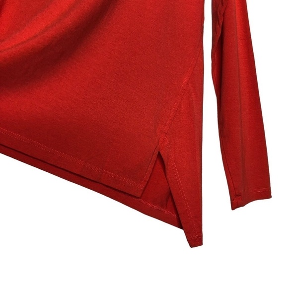 EILEEN FISHER - Deep Orange Boat Neck Long Sleeve Viscose Blend Top - Size Small - Picture 3 of 6